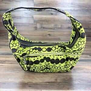Angela Adams Brown / Yellow Bubbles Handbag, Neon Yellow Lining